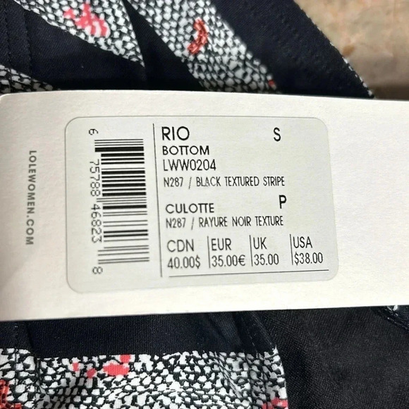 LOLE bikini bottom , women small. Black , striped , pleated , metal logo , NWT - Picture 9 of 10